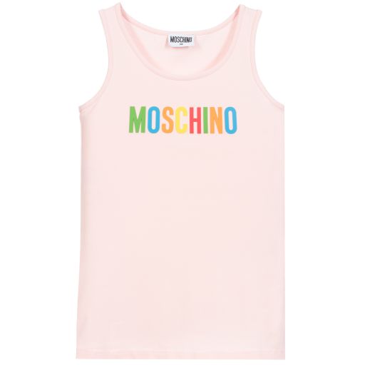 Moschino Kid-Teen-Pink Cotton Logo Top | Childrensalon Outlet