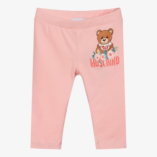Moschino Baby-Pink Floral Logo Leggings | Childrensalon Outlet