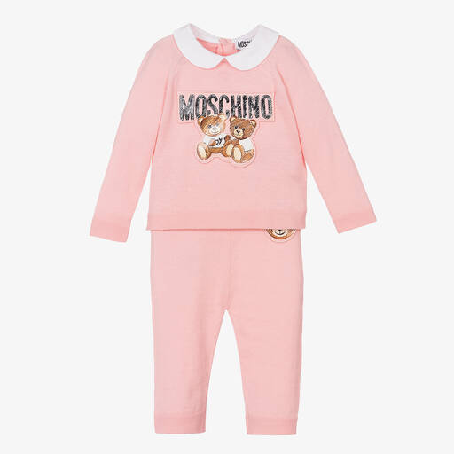 Moschino Малыши-Розовый трикотажный топ и штанишки | Childrensalon Outlet