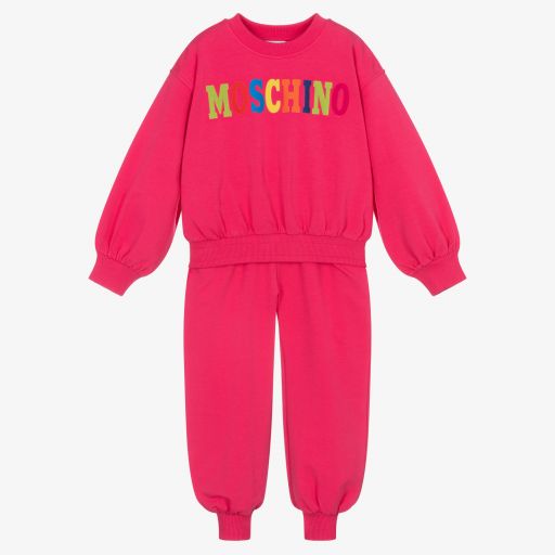 Moschino Kid-Teen-Pink Rainbow Logo Tracksuit | Childrensalon Outlet