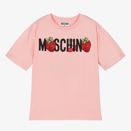 Moschino Kid-Teen-تيشيرت قطن جيرسي لون زهري للبنات | Childrensalon Outlet