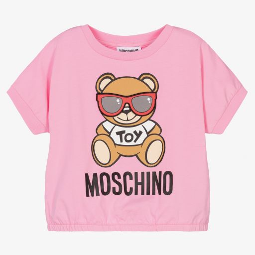 Moschino Kid-Teen-تيشيرت قطن جيرسي لون زهري للبنات | Childrensalon Outlet