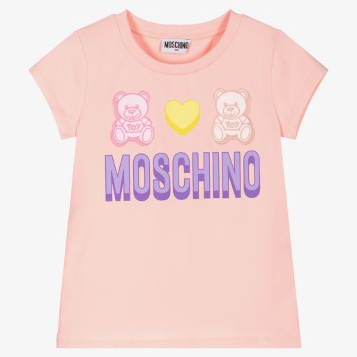 Moschino Kid-Teen-Rosa Teddy-T-Shirt mit Herz | Childrensalon Outlet