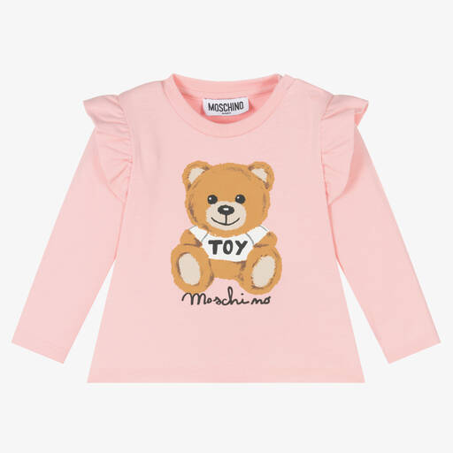 Moschino Baby-Pink Teddy Bear Ruffle Top | Childrensalon Outlet