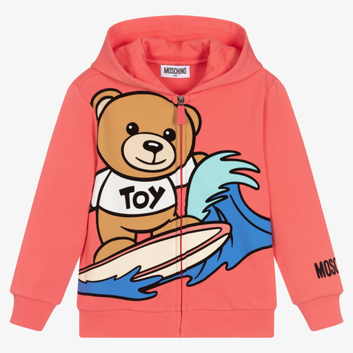 Moschino Kid-Teen-Pink Teddy Bear Zip-Up Top | Childrensalon Outlet