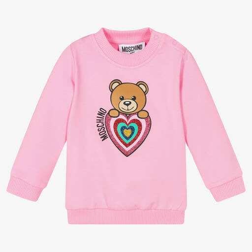 Moschino Baby-Pink Teddy Heart Sweatshirt | Childrensalon Outlet