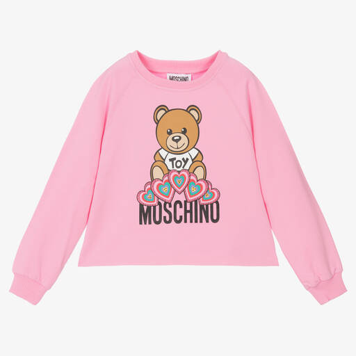 Moschino Kid-Teen-Pink Teddy Logo Sweatshirt | Childrensalon Outlet