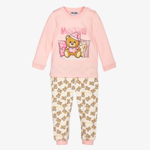 Moschino Baby-Pink Teddy Trouser Set | Childrensalon Outlet