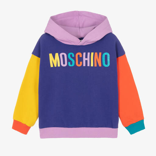 Moschino Kid-Teen-Purple Cotton Logo Hoodie  | Childrensalon Outlet