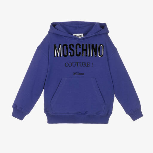 Moschino Kid-Teen-Purple Cotton Logo Hoodie | Childrensalon Outlet