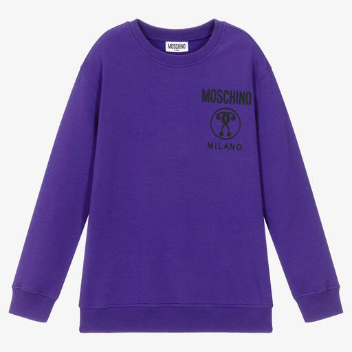 Moschino Kid-Teen-Purple Cotton Logo Sweatshirt | Childrensalon Outlet
