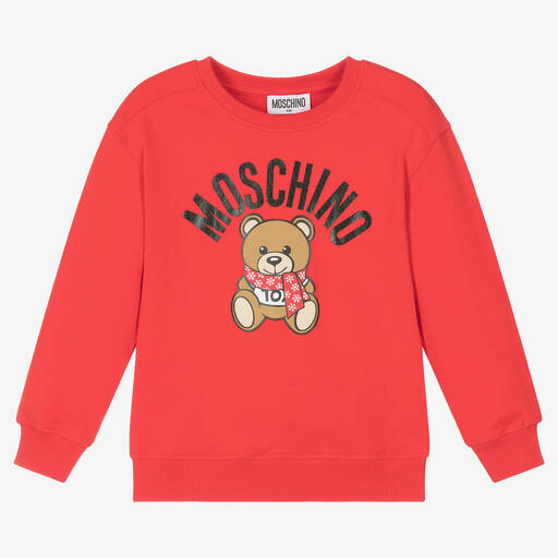 Moschino Kid-Teen-Красный хлопковый свитшот с медвежонком | Childrensalon Outlet