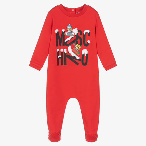 Moschino Baby-Red Cotton Logo Babygrow | Childrensalon Outlet