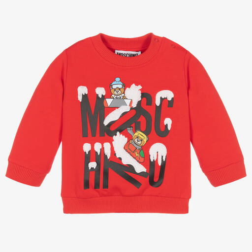 Moschino Baby-Red Cotton Logo Sweatshirt | Childrensalon Outlet