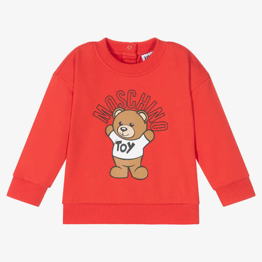 Moschino Baby-Red Cotton Logo Sweatshirt | Childrensalon Outlet
