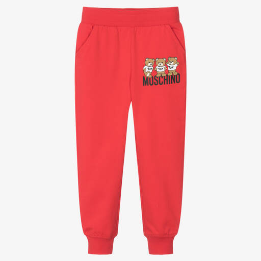 Moschino Kid-Teen-Red Cotton Teddy Bear Joggers | Childrensalon Outlet