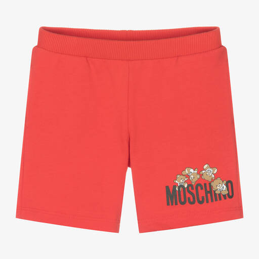 Moschino Baby-شورت بطبعة تيدي بير قطن لون أحمر للأطفال | Childrensalon Outlet