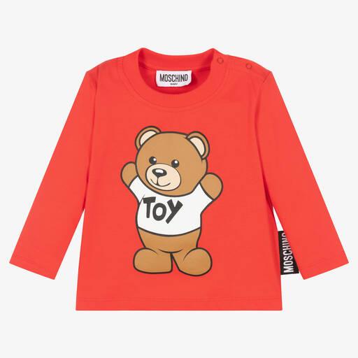 Moschino Baby-Red Cotton Teddy Bear Top | Childrensalon Outlet