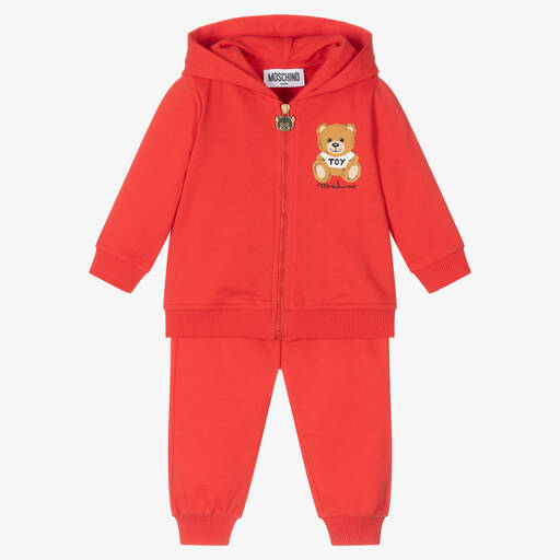 Moschino Baby-Red Cotton Teddy Tracksuit | Childrensalon Outlet