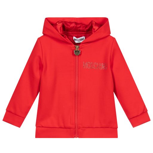 Moschino Baby-Red Hooded Logo Jacket | Childrensalon Outlet