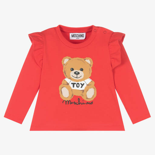 Moschino Baby-Red Teddy Bear Ruffle Top | Childrensalon Outlet
