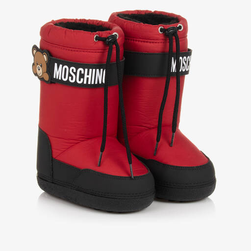 Moschino Kid-Teen-Red Teddy Bear Snow Boots | Childrensalon Outlet