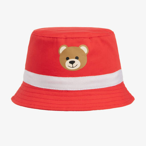 Moschino Baby-قبعة للشمس قطن تويل لون أحمر للأطفال | Childrensalon Outlet