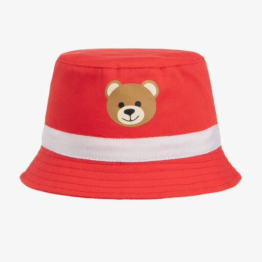 Moschino Baby-Roter Sonnenhut mit Teddybär | Childrensalon Outlet