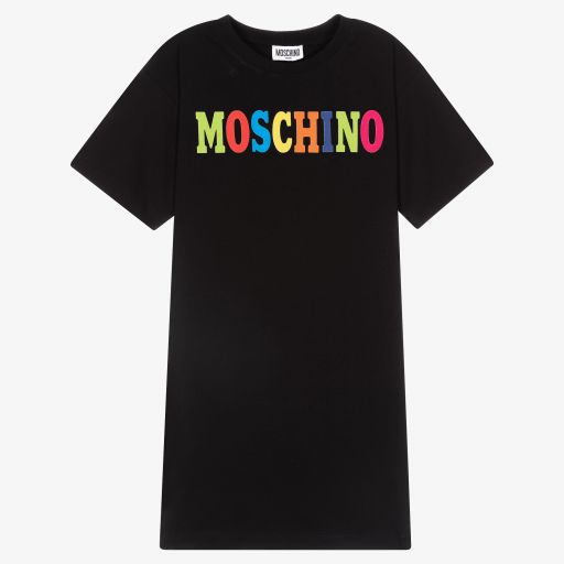 Moschino Kid-Teen-Teen Black Cotton Logo Dress | Childrensalon Outlet