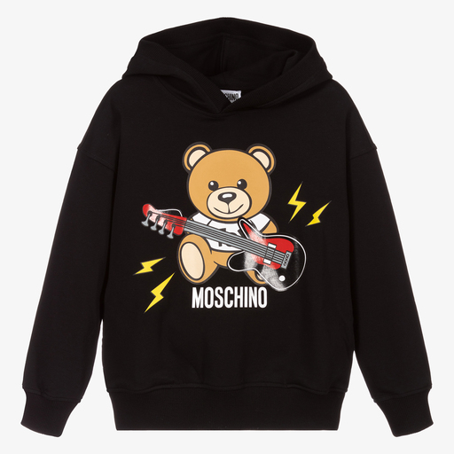 Moschino Kid-Teen-Teen Black Cotton Logo Hoodie | Childrensalon Outlet