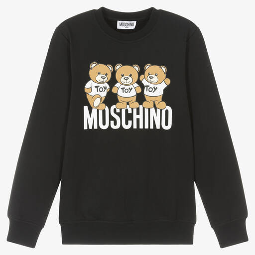 Moschino Кид-Тин-Черный хлопковый свитшот с медвежатами | Childrensalon Outlet