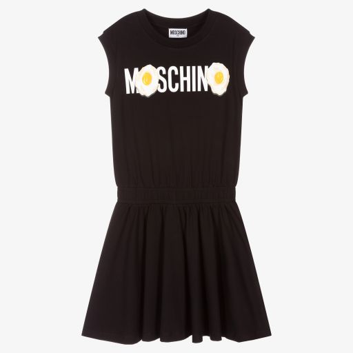 Moschino Kid-Teen-Teen Black Egg Logo Dress | Childrensalon Outlet