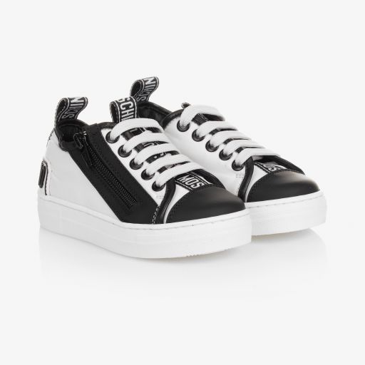 Moschino Kid-Teen-Teen Sneakers in Schwarz und Elfenbein | Childrensalon Outlet