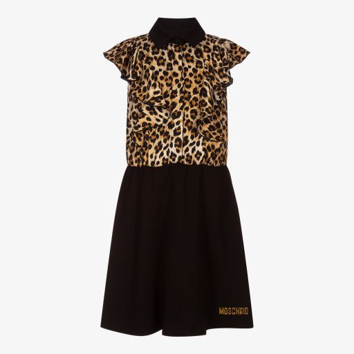 Moschino Kid-Teen-Teen Black Leopard Print Dress | Childrensalon Outlet