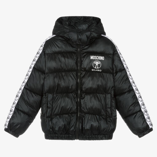 Moschino Kid-Teen-Teen Black Logo Puffer Jacket | Childrensalon Outlet