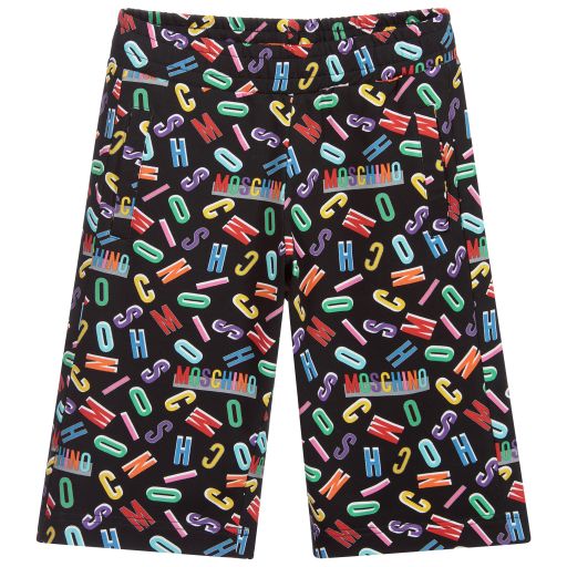 Moschino Kid-Teen-Teen Black Logo Shorts | Childrensalon Outlet