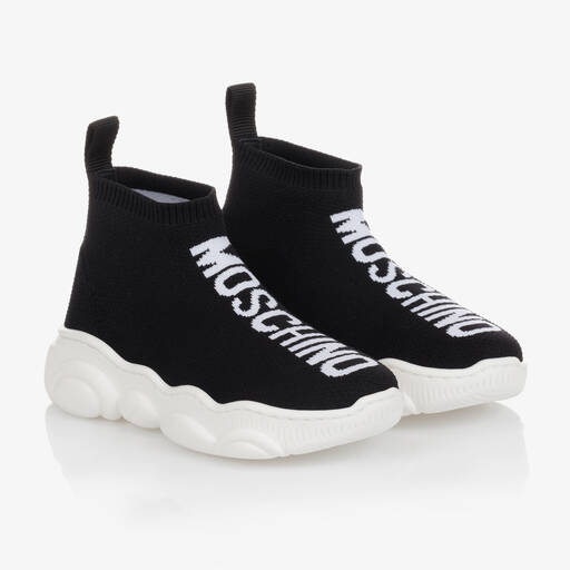 Moschino Kid-Teen-Teen Black Logo Sock Trainers | Childrensalon Outlet