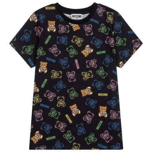 Moschino Kid-Teen-T-shirt noir à logo Ado | Childrensalon Outlet