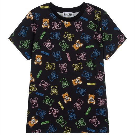 Moschino Kid-Teen-Teen Black Logo T-Shirt | Childrensalon Outlet