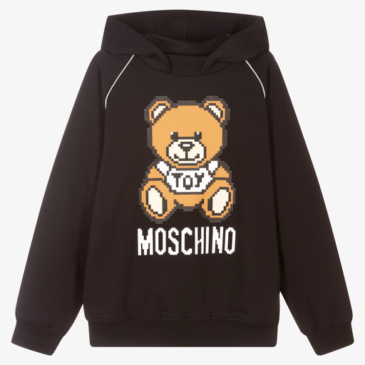 Moschino Kid-Teen-Sweat à capuche noir Teddy Ado | Childrensalon Outlet