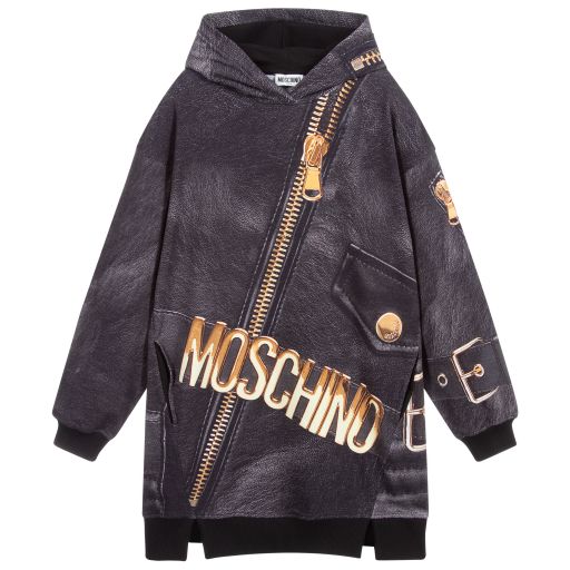 Moschino Kid-Teen-Teen Black Zipped Logo Dress | Childrensalon Outlet