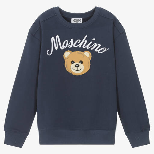 Moschino Kid-Teen-Teen Blue Bouclé Teddy Bear Sweatshirt | Childrensalon Outlet