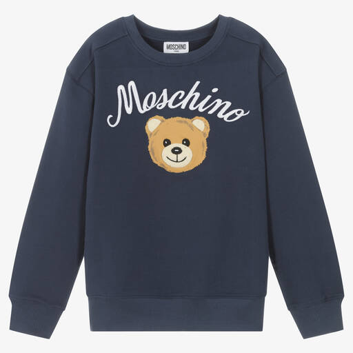 Moschino Кид-Тин-Синий свитшот из букле с медвежонком | Childrensalon Outlet