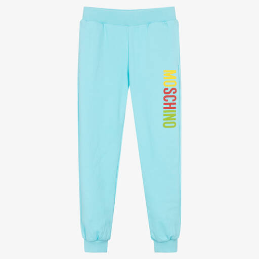 Moschino Кид-Тин-Голубые хлопковые джоггеры | Childrensalon Outlet