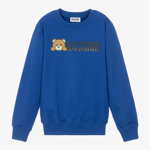 Moschino Kid-Teen-Teen Blue Cotton Teddy Bear Sweatshirt | Childrensalon Outlet