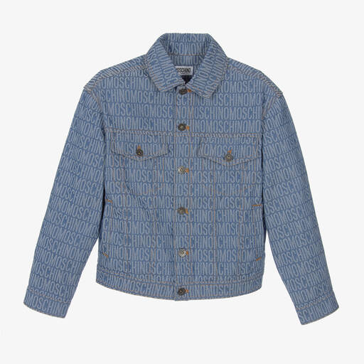 Moschino Кид-Тин-Teen Blue Jacquard Denim Jacket | Childrensalon Outlet