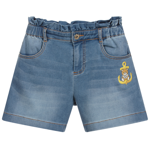 Moschino Kid-Teen-Teen Blue Jersey Logo Shorts | Childrensalon Outlet