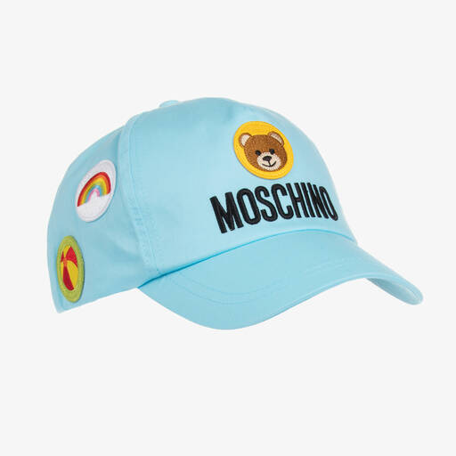 Moschino Kid-Teen-Teen Blue Logo Patch Cap | Childrensalon Outlet