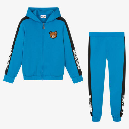 Moschino Kid-Teen-Blauer Teen Streifen-Trainingsanzug | Childrensalon Outlet