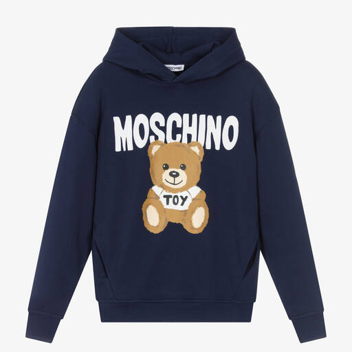 Moschino Kid-Teen-Teen Blue Teddy Bear Logo Hoodie | Childrensalon Outlet